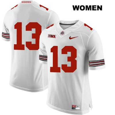 Women's NCAA Ohio State Buckeyes Tyreke Johnson #13 College Stitched No Name Authentic Nike White Football Jersey OC20F11MC